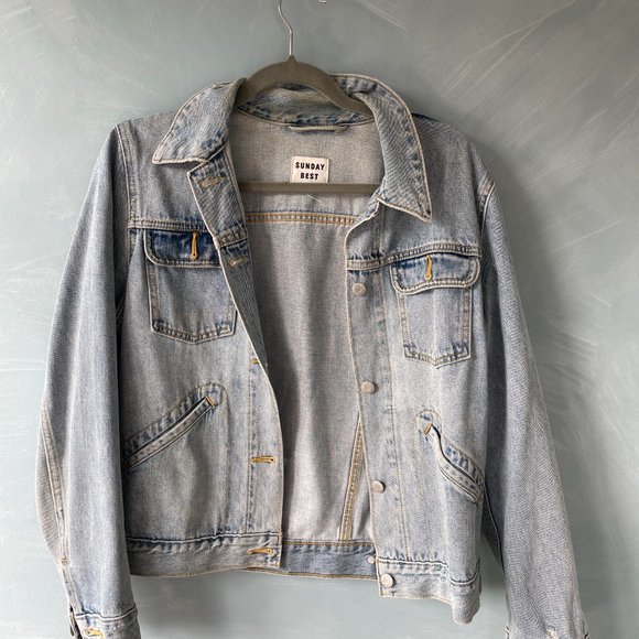 Aritzia Sunday Best Talisa Jean Jacket Size L - Picture 4 of 7
